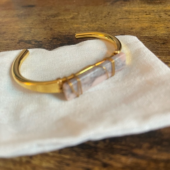 Francesca’s | Gold Pink and Gray Stone Cuff Bracelet - Picture 4 of 4